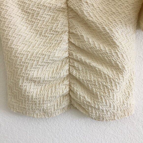 Free People Womens XS Cup Cake Top Blouse Ivory Puff Sleeves V Neck - Picture 7 of 14